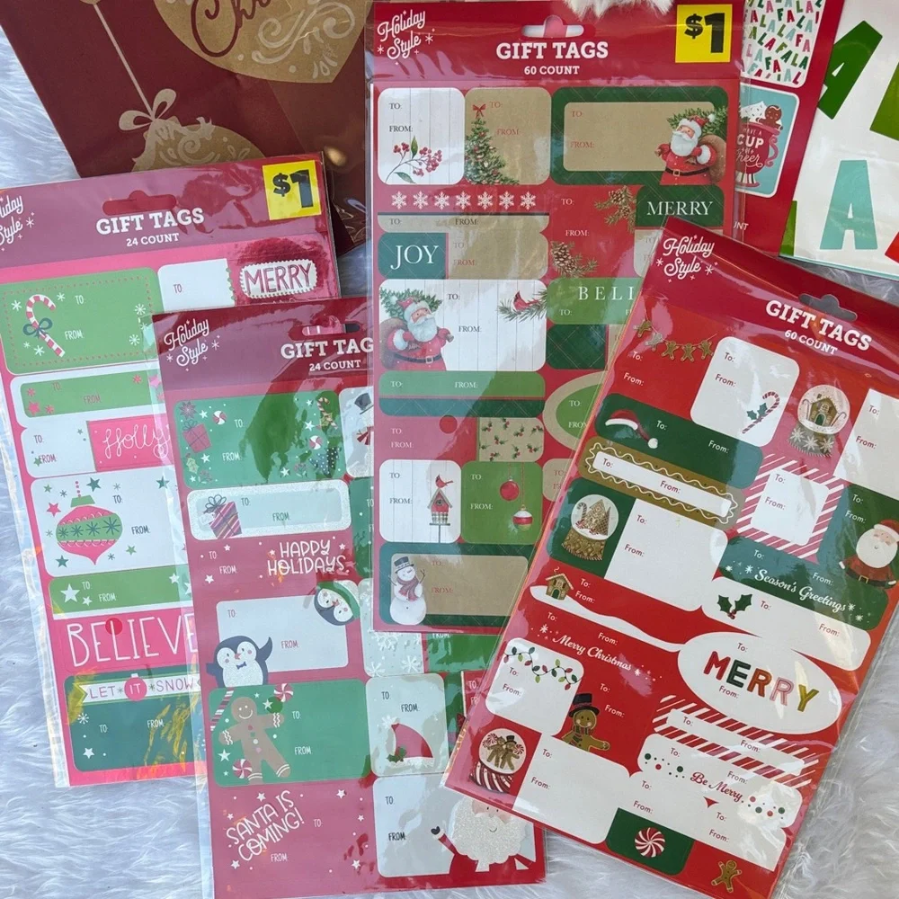 Festive Holiday Gift Bag Set with Red and Gold Accents